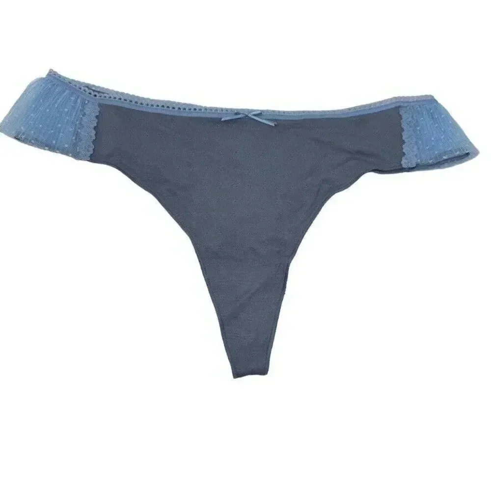 NWT VICTORIA'S SECRET DREAM ANGELS size Large Blue thong panties undies